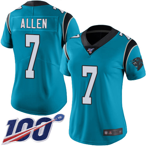 Carolina Panthers Limited Blue Women Kyle Allen Jersey NFL Football 7 100th Season Rush Vapor Untouchable